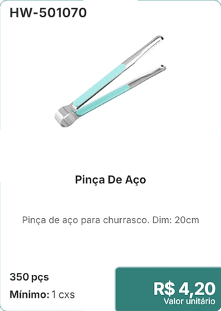 Pinça De Aço 350 pçs R$ 4,20