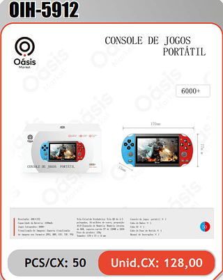 CONSOLE DE JOGOSPORTATIL PCS/CX: 50 Unid.CX: 128,00