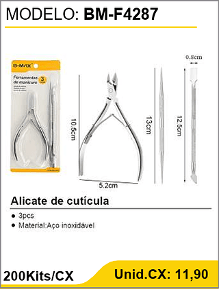 Alicate de cutícula 200Kits/CX Unid.CX: 11,90