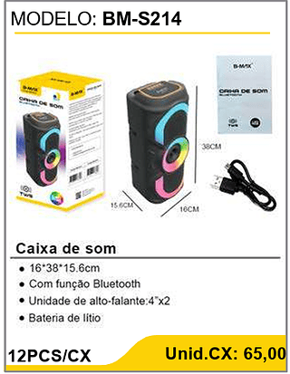 Caixa de som 12PCS/CX Unid.CX: 65,00