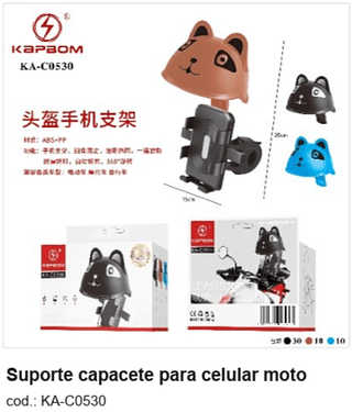 Suporte capacete para celular moto R$ 25,2 PC/CX:50