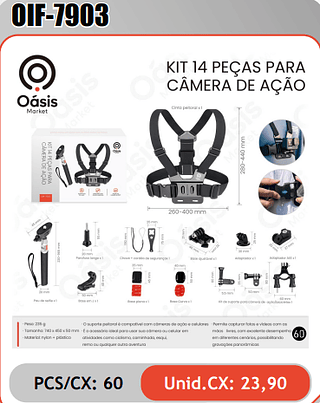 KIT 14 PECAS PARACAMERA DE ACAO PCS/CX: 60 Unid.CX: 23,90