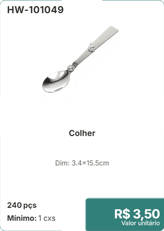 Colher 240 pçs R$ 3.50