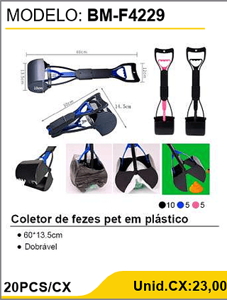 Coletor de fezes pet em plástico 20PCS/CX Unid.CX:23,00