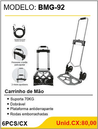 Carrinho de Mão 6PCS/CX Unid.CX:80,00