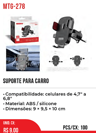 SUPORTE PARA CARRO 100pç=9$
