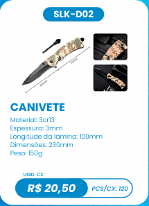 CANIVETE UNID. CX: R$ 20,50 PCS/CX: 120