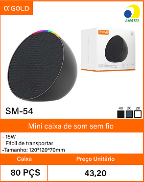 Mini caixa de som sem fio -Caixa 80 PCS Preco Unitario 43,20