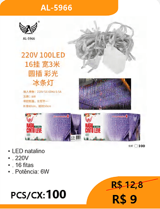 LED natalino PCS/CX:100 R$ 9
