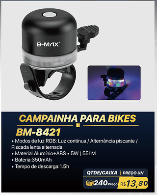 CAMPAINHA PARA BIKES 240PÇS R$13,80