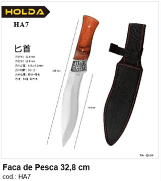 Faca de Pesca 32,8 cm R$ 33,3 PC/CX:60