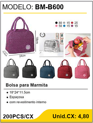 Bolsa para Marmita 200PCS/CX Unid.CX: 4,80
