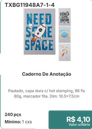 Caderno De Anotação 240 pçs R$ 4.10