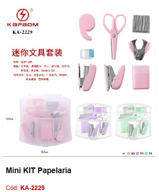 Mini KIT Papelaria R$ 10,35 PCS/CX: 100