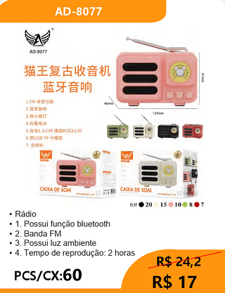 Rádio PCS/CX:60 R$17