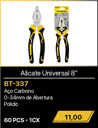 Alicate Universal 8” 60PCS R$11,00