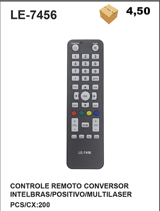 CONTROLE REMOTO CONVERSOR INTELBRAS/POSITIVO/MULTILASER 200PÇ=4,5$