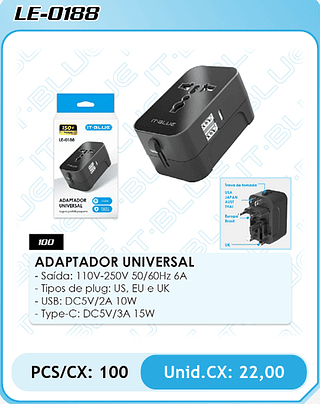 ADAPTADOR UNIVERSAL 100PÇ=22$