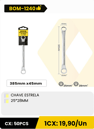 CHAVE ESTRELA 25*28MM CX: 50PCS 1CX: 19,90/Un