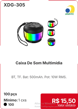 Caixa De Som Multimídia 100 pçs R$ 15.50