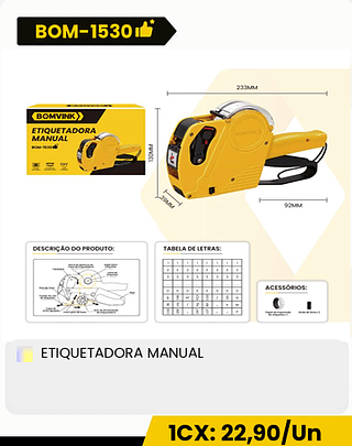 ETIQUETADORA MANUAL CX: 50PCS 1CX: 22,90/Un