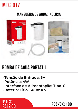BOMBA DE ÁGUA PORTÁTIL 100pç=12$