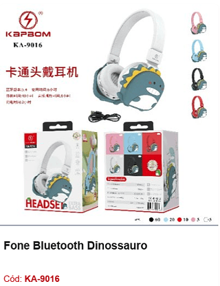 Fone Bluetooth Dinossauro R$26,1 PCS/CX:100