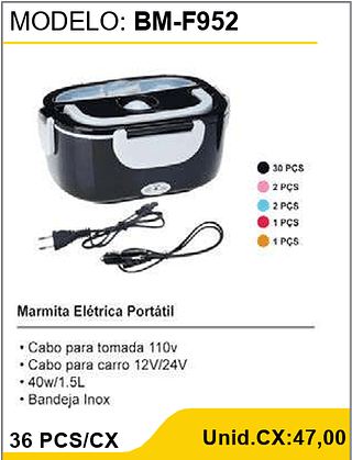 Marmita Elétrica Portátil 36 PCS/CX Unid.CX:47,00