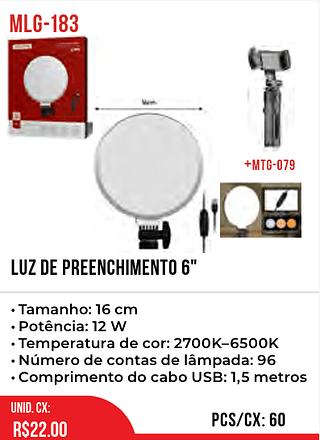 LUZ DE PREENCHIMENTO 6" 60pç=22$