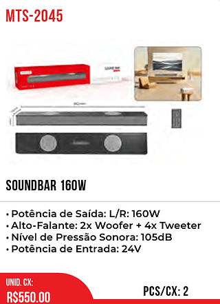 Soundbar 160w 2pç=550$