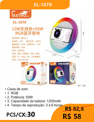 CAIXA DE SOM PCS/CX:30 R$58
