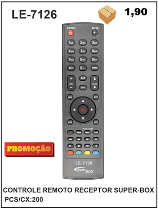 CONTROLE REMOTO RECEPTOR SUPER-BOX 200pç=1,9$