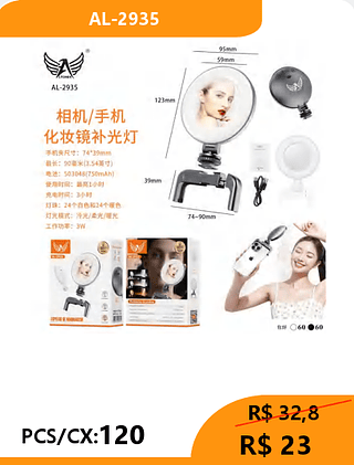 LUZ PARA SELFIE PCS/CX:120 R$ 23