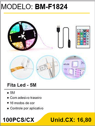 Fita Led - 5M 100PCS/CX Unid.CX: 16,80