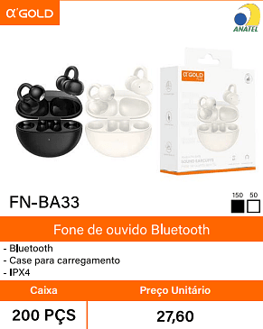 Fone de ouvido Bluetooth Caixa 200 PCS Preco Unitario 27,60