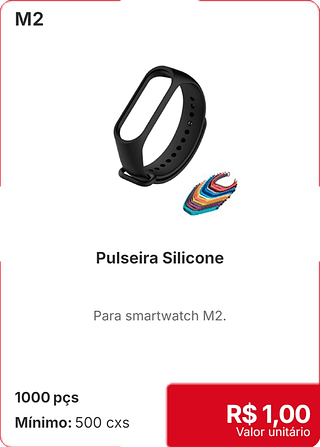 Pulseira Silicone 1000 pçs R$ 1,00