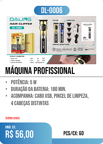 máquina profissional PCS/CX: 60 UNID. CX: r$ 56,00