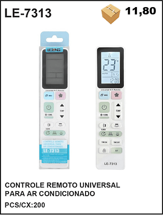 CONTROLE REMOTO UNIVERSAL PARA AR CONDICIONADO 200PÇ=11,8$