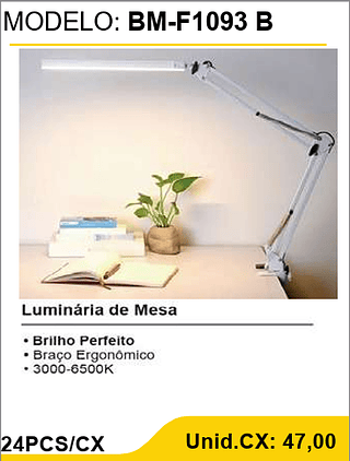 Luminária de Mesa 24PCS/CX Unid.CX: 47,00