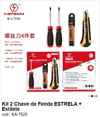 Kit 2 Chave de Fenda ESTRELA + Estilete R$ 11,7 PC/CX:140