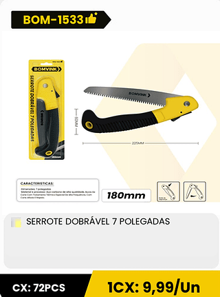 SERROTE DOBRÁVEL 7 POLEGADAS CX: 72PCS 1CX: 9,99/Un