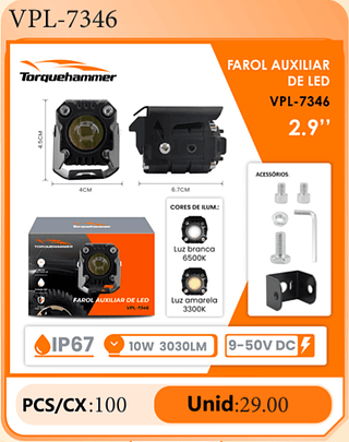 FAROL AUXILIAR DE LED 2.9" PCS/CX:100 Unid:29.00
