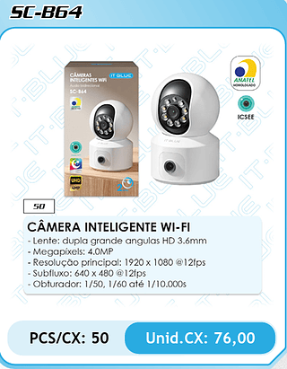 CÂMERA INTELIGENTE WI-FI PCS/CX: 50 Unid.CX: 76,00