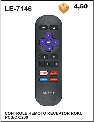 CONTROLE REMOTO RECEPTOR ROKU 200pç=4,5$