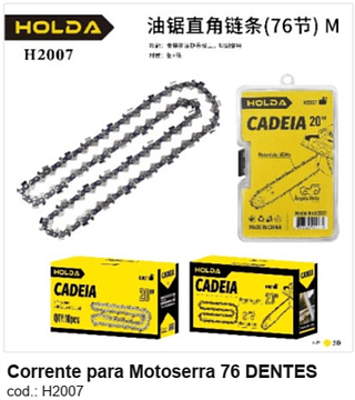 Corrente para Motoserra 76 DENTES R$ 14,4 PC/CX:50
