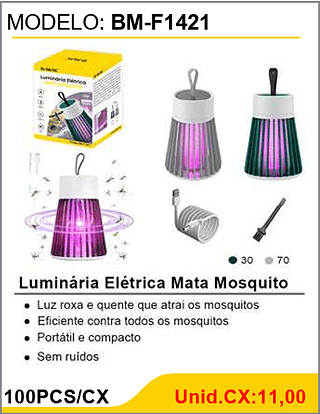 Luminária Elétrica Mata Mosquito 100PCS/CX Unid.CX:11,00