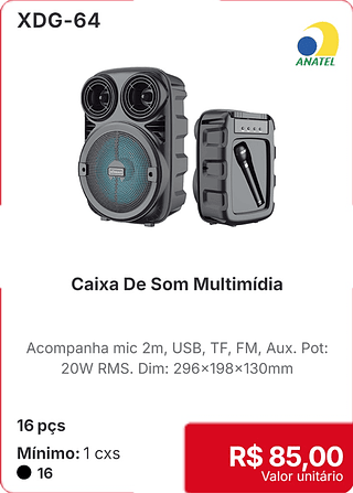 Caixa De Som Multimídia 16 pçs R$ 85,00