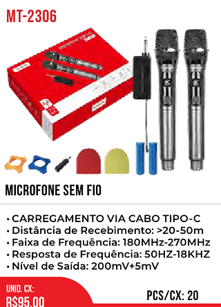 MICROFONE SEM FIO 20pç=95$