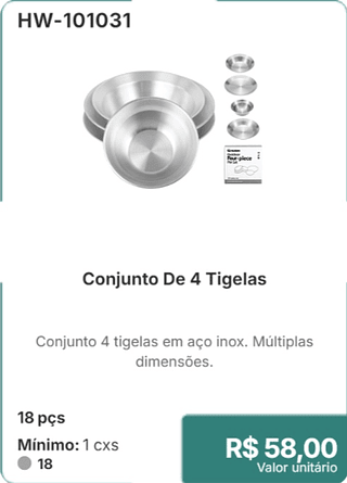 Conjunto De 4 Tigelas 18 pçs R$ 58,00