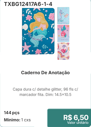Caderno De Anotação 144 pçs R$ 6.50